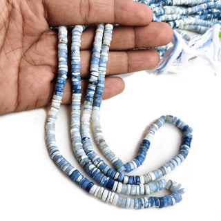 Natural Blue Opal Shaded Faceted Tyre Beads – 6mm to 7mm Blue Opal Gemstone Beads, 16-Inch Strand for Jewelry Making, GDE49