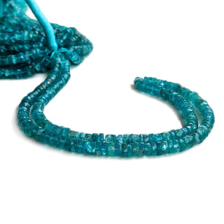 Natural Blue Apatite Faceted Tyre Beads – 5mm to 5.5mm Apatite Gemstone, 16-Inch Strand for Jewelry Making, GDE50