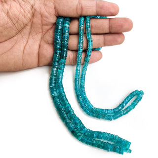 Natural Blue Apatite Faceted Tyre Beads – 5mm to 5.5mm Apatite Gemstone, 16-Inch Strand for Jewelry Making, GDE50