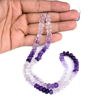 Shaded Amethyst Carved Melon Beads, 7.5mm to 8mm Shaded Amethyst Pumpkin Shaped Gemstone Beads, Jewelry Making, 9 Inch Strand, GDS2280/10