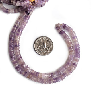 Purple Amethyst Faceted Tyre Beads – 5mm Amethyst Gemstones, 16-Inch Strand for Jewelry Making, GDE52