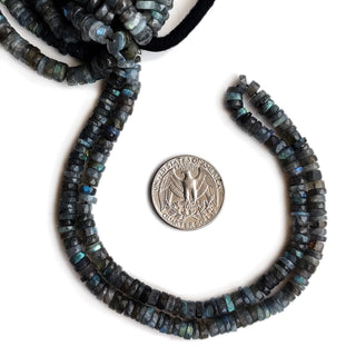 Natural Labradorite Gemstone Beads, 6mm Faceted Tyre Shape – 16 Inch Strand for DIY Jewelry, GDE53