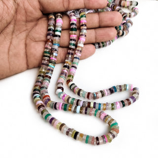 Natural Multi Stone Faceted Tyre Beads, 7mm Semi Precious Gemstone Beads For Jewelry Making, 16 Inch Strand, GDE4
