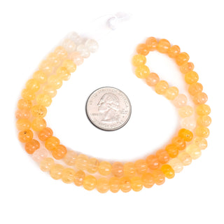 Aventurine Quartz Carved Melon Beads, 9mm to 11mm Yellow Aventurine Pumpkin Gemstone Bead/Rondelle, Jewelry Making, 9 Inch Strand, GDS2280/3