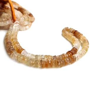 7mm Imperial Topaz Faceted Tyre Beads – Yellow Gemstone Beads for Jewelry Making, 16 Inch Strand, GDE54