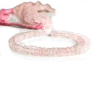 Natural Rose Quartz Smooth Square Heishi Beads – 5mm Pink Gemstone Beads, 16 Inch Strand for Jewelry Making – GDE57