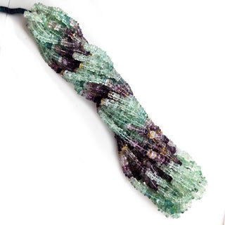Multi Fluorite Smooth Square Heishi Beads – 5mm Green/Purple Fluorite Gemstone 16 Inch Strand for Jewelry Making –