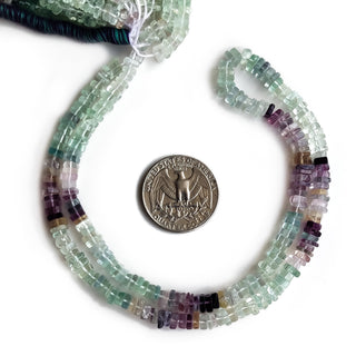 Multi Fluorite Smooth Square Heishi Beads – 5mm Green/Purple Fluorite Gemstone 16 Inch Strand for Jewelry Making –