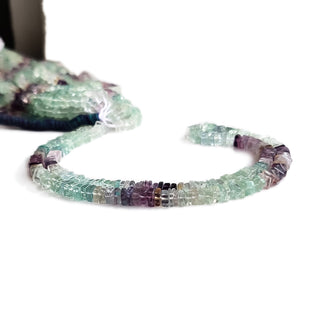 Multi Fluorite Smooth Square Heishi Beads – 5mm Green/Purple Fluorite Gemstone 16 Inch Strand for Jewelry Making –