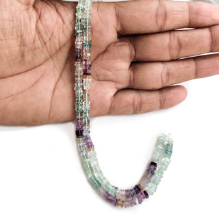 Multi Fluorite Smooth Square Heishi Beads – 5mm Green/Purple Fluorite Gemstone 16 Inch Strand for Jewelry Making –