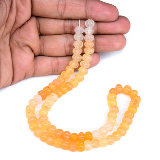 Aventurine Quartz Carved Melon Beads, 9mm to 11mm Yellow Aventurine Pumpkin Gemstone Bead/Rondelle, Jewelry Making, 9 Inch Strand, GDS2280/3