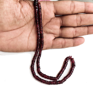 Natural Garnet Smooth Tyre Shape Beads – 5mm to 6mm Semi-Precious Gemstones, 17 Inch Strand for Jewelry Making – GDE61