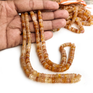 Sunstone Faceted Tyre Shaped Beads, 7.5mm Natural Sunstone Gemstone Beads, 16 Inch Strand, GDE5