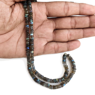 Natural Labradorite Gemstone Beads, 5mm Smooth Tyre Shape – 16 Inch Strand for DIY Jewelry, GDE63