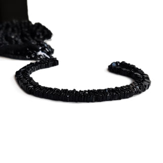 Black Spinel Heishi Beads 5mm Square, Natural Gemstone, 16-inch Strand – Elegant Smooth Black Spinel Beads for Jewelry Making, GDE66