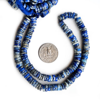 Natural Lapis Lazuli Faceted Tyre Beads, 7mm To 8mm Gemstone Beads for Jewelry, 17 Inch Strand, GDE6