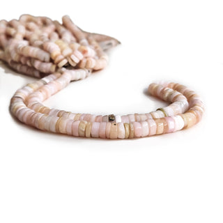 Natural Pink Opal Rondelle Beads, 7-8mm Tyre Shape, Smooth Heishi Gemstone Beads for Jewelry Making, 16 Inch Strand, GDE68