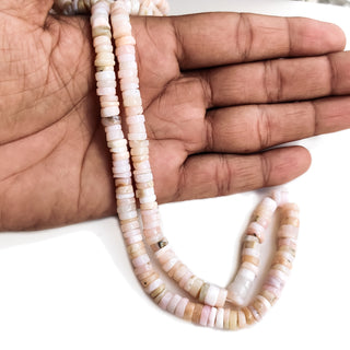 Natural Pink Opal Rondelle Beads, 7-8mm Tyre Shape, Smooth Heishi Gemstone Beads for Jewelry Making, 16 Inch Strand, GDE68