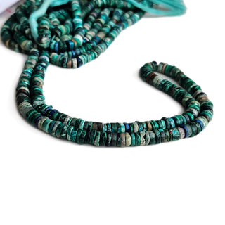 Natural Chrysocolla Rondelle Beads 6-7mm Turquoise Color Tyre Shape Smooth Gemstone Beads for Jewelry Making – 16 Inch