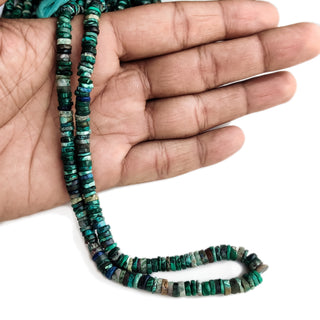 Natural Chrysocolla Rondelle Beads 6-7mm Turquoise Color Tyre Shape Smooth Gemstone Beads for Jewelry Making – 16 Inch