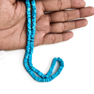 Howlite Smooth Square Heishi Beads, 7mm Natural Blue Gemstone – 16 Inch Strand for Jewelry Making, GDE70