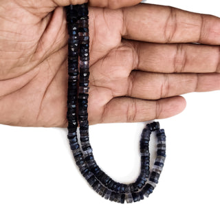 Natural Labradorite Gemstone Beads 5mm Faceted Tyre Shape – 17 Inch Strand for DIY Jewelry GDE71 - Rondelles Ovals &