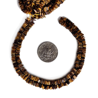 Tiger Eye Smooth Square Shape Heishi Beads, 5mm Brown Tiger's Eye Gemstone For Jewelry Making, 17 Inch Strand, GDE72