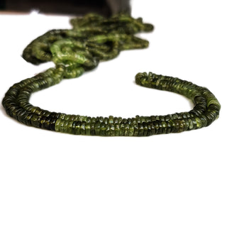 Natural Peridot Smooth Rondelle Beads, 5mm Green Gemstones for Jewelry Making – 16 Inch Strand, GDE73