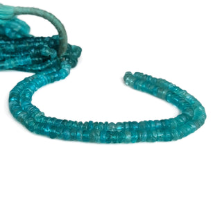 Natural Blue Neon Apatite Rondelle Beads – 5mm to 6mm Smooth Tyre Shape Gemstone Beads for Jewelry Making, 16 Inch Strand, GDE76