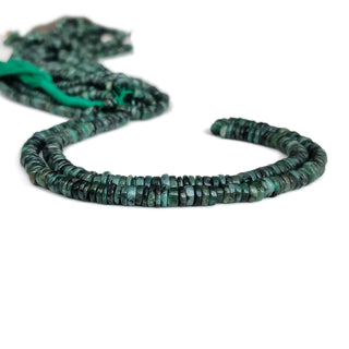 Natural Emerald Rondelle Beads – 5mm Smooth Tyre Shape, Green Emerald Shaded Gemstone Beads, 16 Inch Strand, GDE77