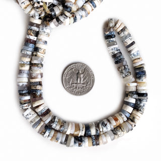 Dendrite Agate Faceted Tyre Shaped Beads, 7mm to 8mm Natural Dendrite Gemstone Beads For Making Jewelry, 16 Inch Strand, GDE7