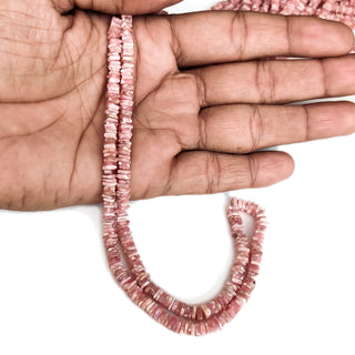 Natural Pink Rhodochrosite Square Heishi Beads – 5mm Smooth Square Shape, Rhodochrosite Gemstone Beads, 16-Inch Strand, GDE78