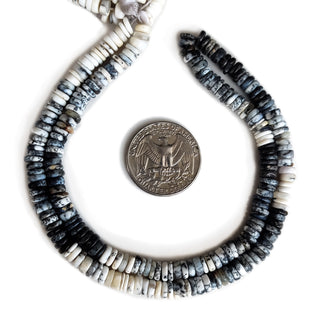 Dendrite Agate Rondelle Beads – 5mm Smooth Tyre Shape Natural Dendrite Agate Round Heishi Gemstone Beads 16-Inch Strand