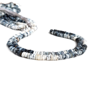 Dendrite Agate Rondelle Beads – 5mm Smooth Tyre Shape Natural Dendrite Agate Round Heishi Gemstone Beads 16-Inch Strand