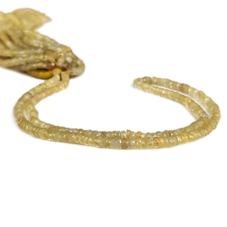 Natural Yellow Aquamarine Faceted Rondelle Beads – 4mm Tyre Shape Aquamarine Gemstone Beads, 16-Inch Strand, GDE80