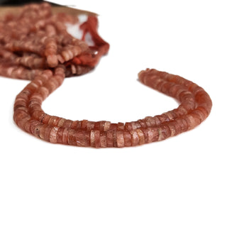 Natural Sunstone Faceted Heishi Beads – 7mm to 8mm Tyre Shape, Sunstone Gemstone Beads, 16-Inch Strand, GDE82