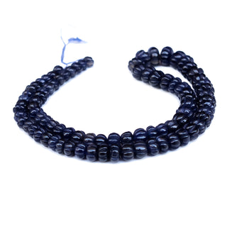 Black Onyx Carved Melon Beads, 7mm to 10mm Black Onyx Melon Gemstone Beads, Jewelry Making, 9 Inch Strand, GDS2280/6