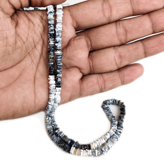 Dendrite Agate Square Heishi Beads – 5mm to 6mm Natural Dendrite Agate Gemstone Beads for Jewelry Making, 17-Inch Strand, GDE84