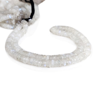 Natural Moonstone Faceted Tyre Rondelle Beads – 5mm-6mm White Semi-Precious Gemstones, 16 Inch Strand for Jewelry Making, GDE85