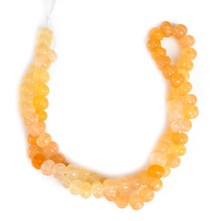 Aventurine Quartz Carved Melon Beads, 9mm to 11mm Yellow Aventurine Pumpkin Gemstone Bead/Rondelle, Jewelry Making, 9 Inch Strand, GDS2280/3