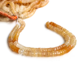 Natural Citrine Faceted Tyre Shaped Rondelle Beads, 7mm to 7.5mm Shaded Yellow Citrine Round Heishi Gemstone Beads, 17 Inch Strand, GDE8