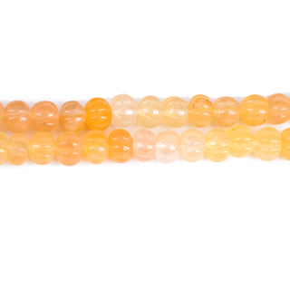 Aventurine Quartz Carved Melon Beads, 9mm to 11mm Yellow Aventurine Pumpkin Gemstone Bead/Rondelle, Jewelry Making, 9 Inch Strand, GDS2280/3