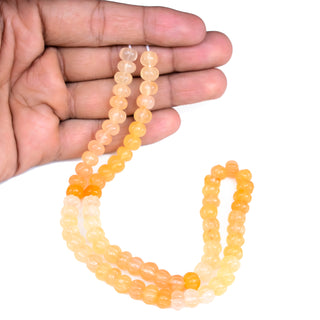 Aventurine Quartz Carved Melon Beads, 9mm to 11mm Yellow Aventurine Pumpkin Gemstone Bead/Rondelle, Jewelry Making, 9 Inch Strand, GDS2280/3