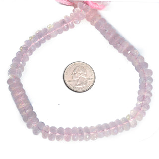 8mm Natural Rose Quartz Faceted Rondelle Beads, Light Pink Rose Quartz Rondelle Gemstone Beads Loose, 10 Inch Strand, GDS2278/6