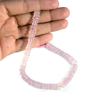 8mm Natural Rose Quartz Faceted Rondelle Beads, Light Pink Rose Quartz Rondelle Gemstone Beads Loose, 10 Inch Strand, GDS2278/6