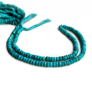 Natural Turquoise Faceted Rondelle Beads, 5.5mm to 6.5mm Gemstone Turquoise Jewelry, 14.5 Inch Strand, GDE11