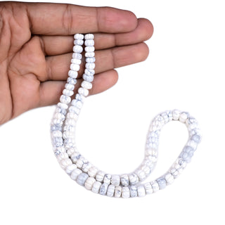 Natural Howlite Carved Melon Beads, 7mm to 8mm White Howlite Melon Pumpkin Gemstone Beads, Rondelle Carving Beads, 9 Inch Strand, GDS2280/19