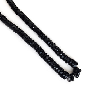 Natural Black Onyx Faceted Tyre Beads 7-11mm Gemstone for Jewelry Making – 16 Inch Strand - GDE1 - Rondelles Ovals &