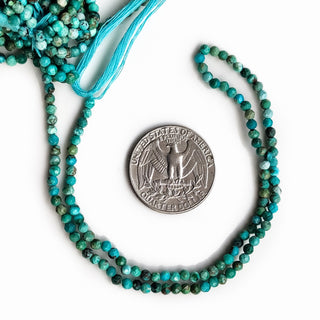 Natural Turquoise Faceted Rondelle Beads, 3mm Gemstone Turquoise Jewelry, 12.5 Inch Strand, GDE13