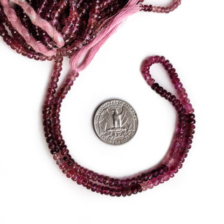 Natural Pink Tourmaline Faceted Rondelle Beads, 4mm to 4.5mm Tourmaline Gemstone For Jewelry, 14 Inch Strand, GDE14